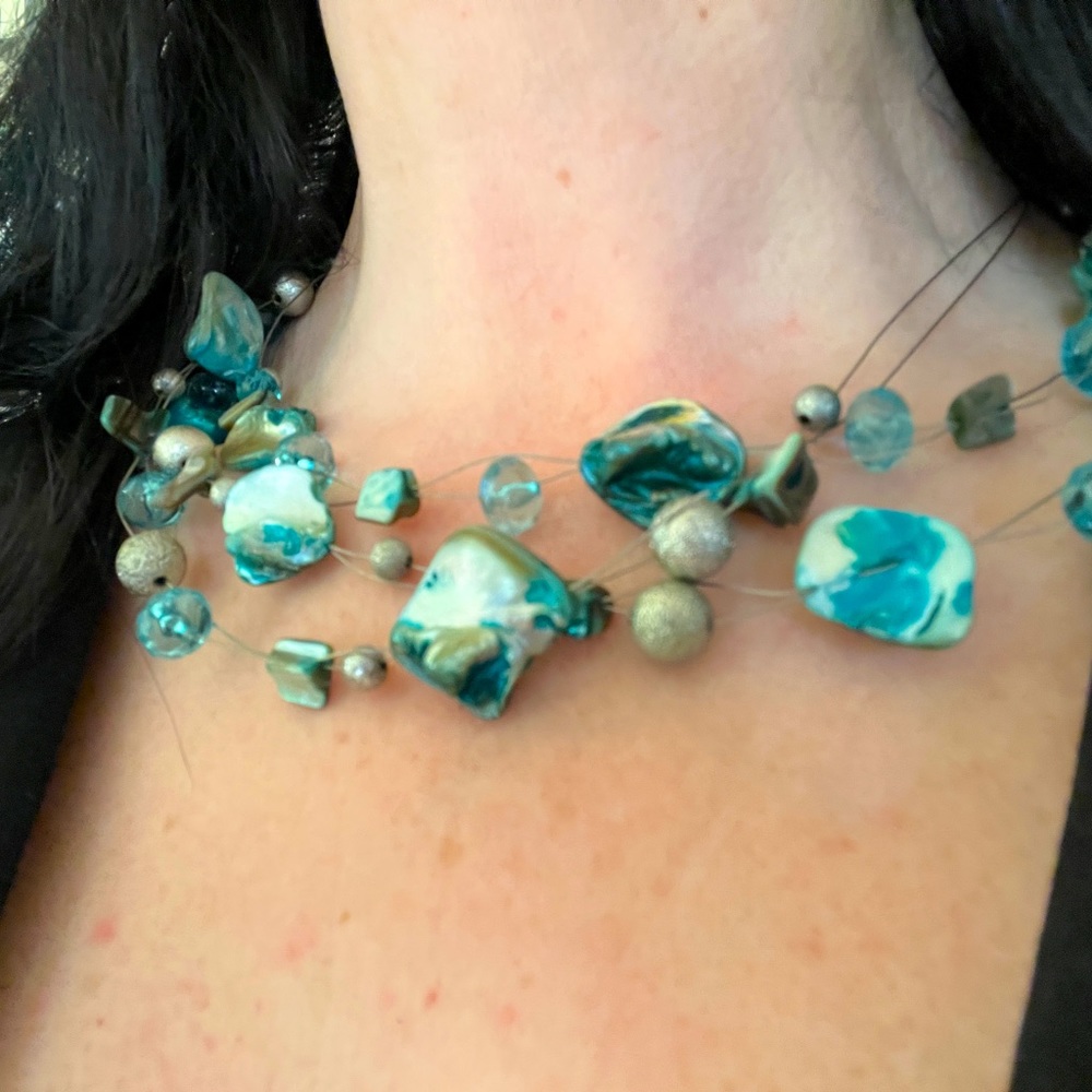 Turquoise Vintage Necklace - Fanciful Sea-inspired Clusters